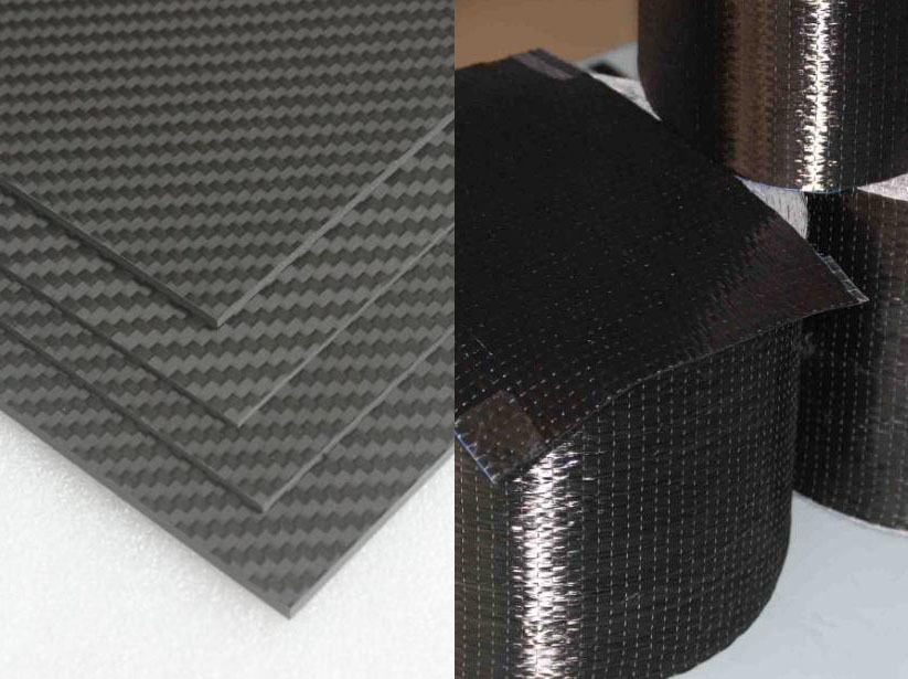 建筑加固施工使用的碳纤维布和碳纤维板